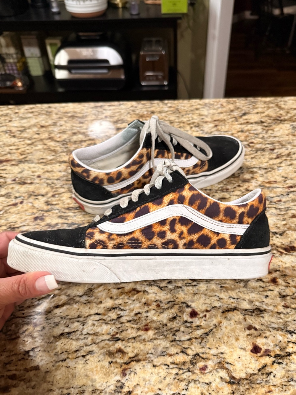 Vans Leopard Print Old Skool Sneakers - Black, Brown & White
